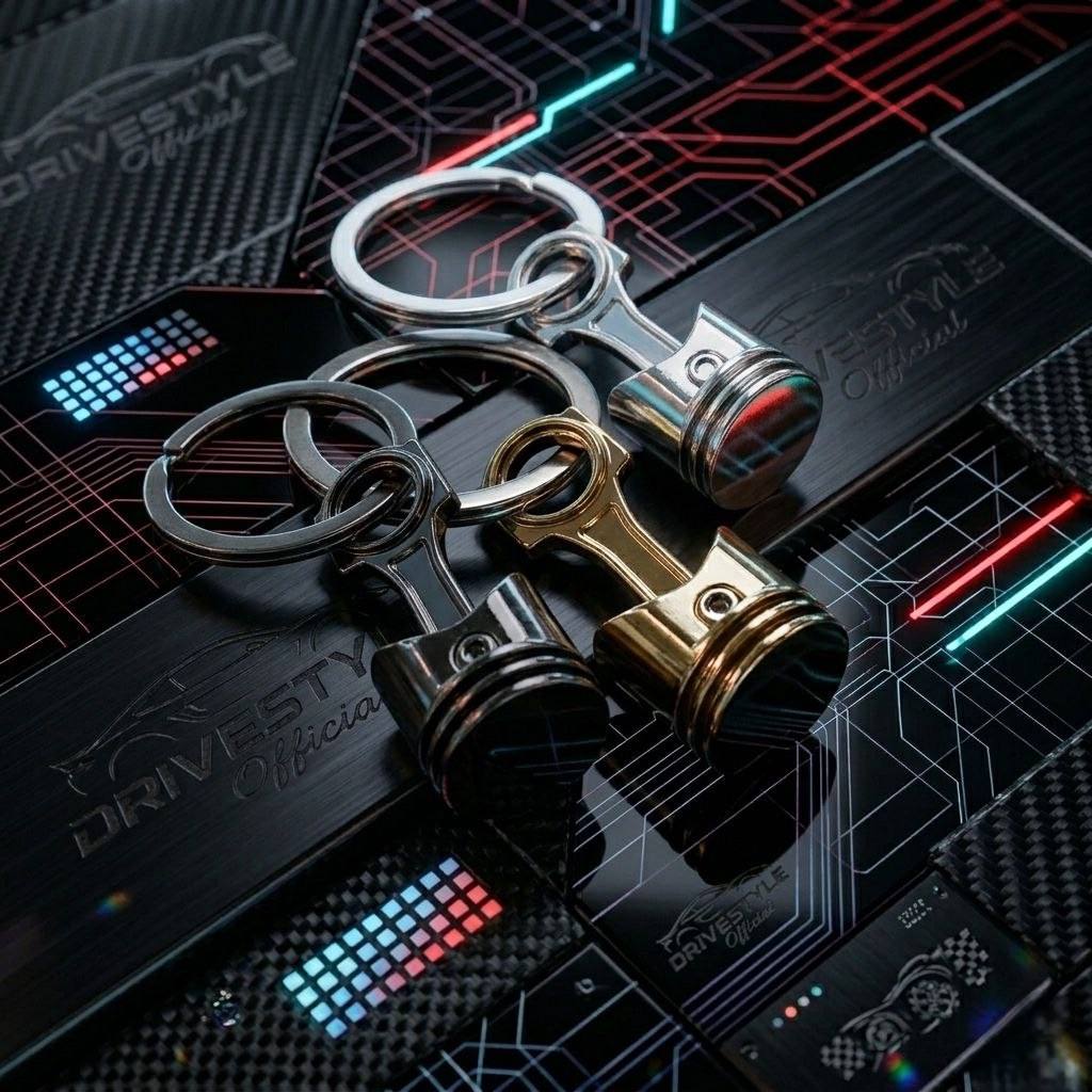 Moving Piston Alloy Keychain 🏎️⚙️