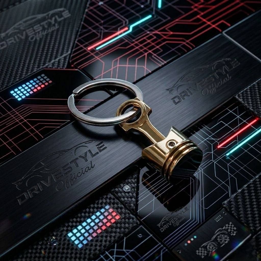 Moving Piston Alloy Keychain 🏎️⚙️
