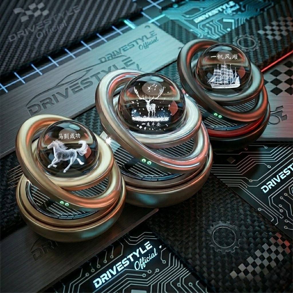 Solar Rotating Car Air Freshener 🏎️🪐⚡