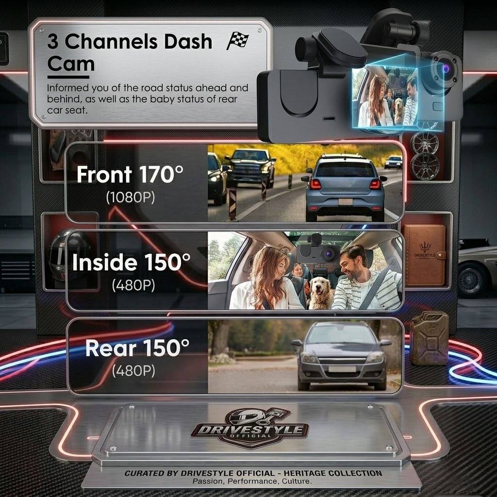 DriveStyle AI 3-Way Ultimate Dash Cam