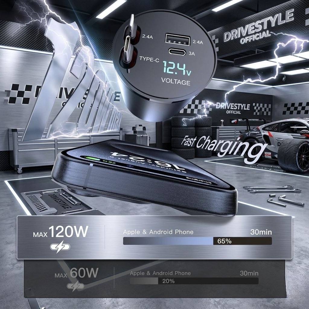 120W Retractable Car Charger