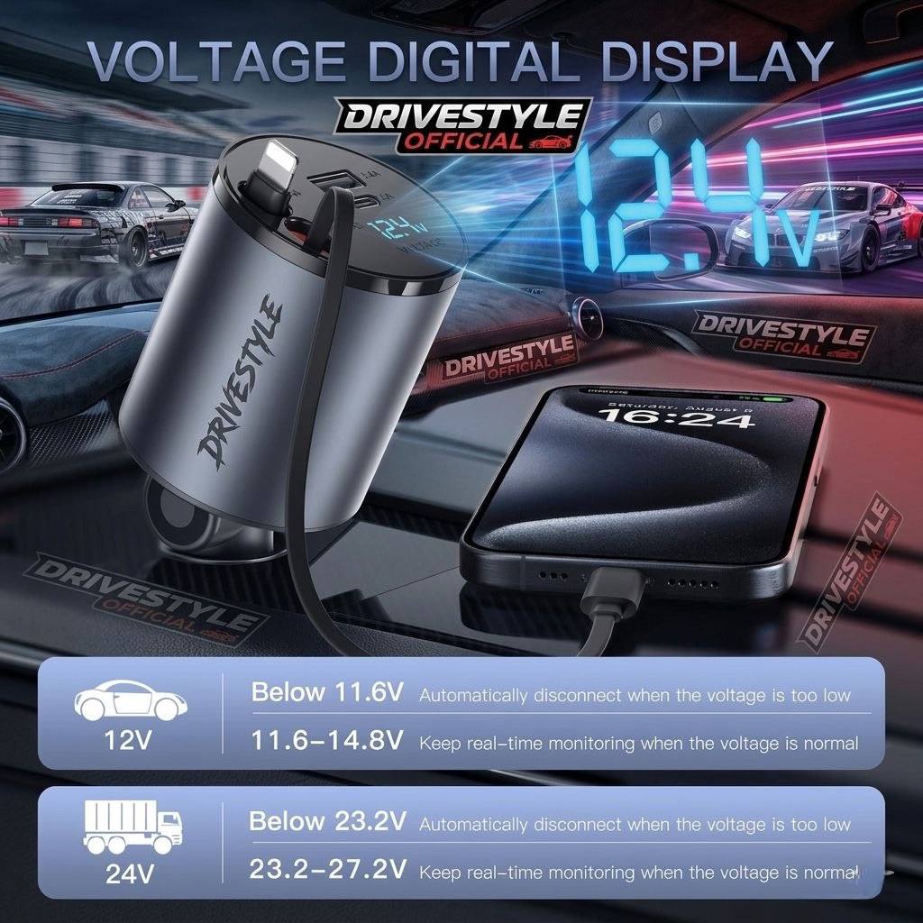 120W Retractable Car Charger