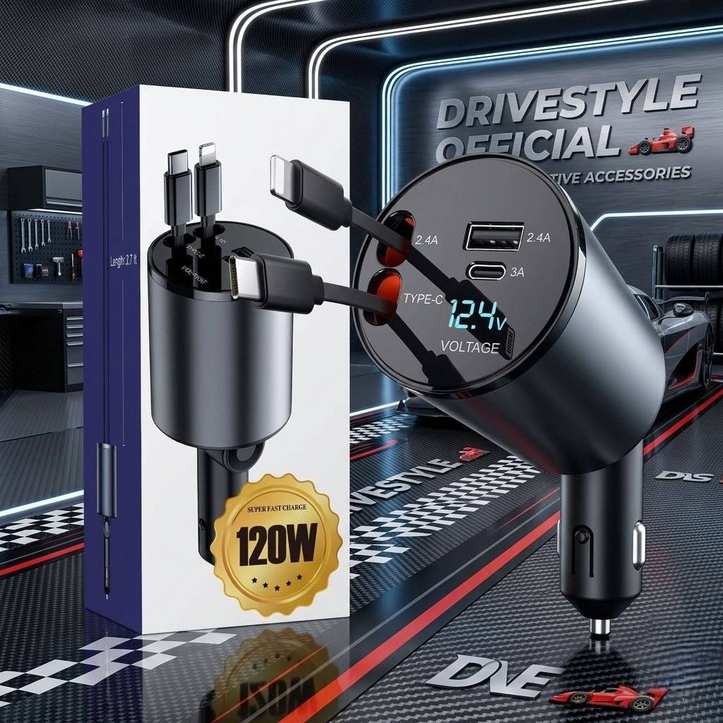 120W Retractable Car Charger