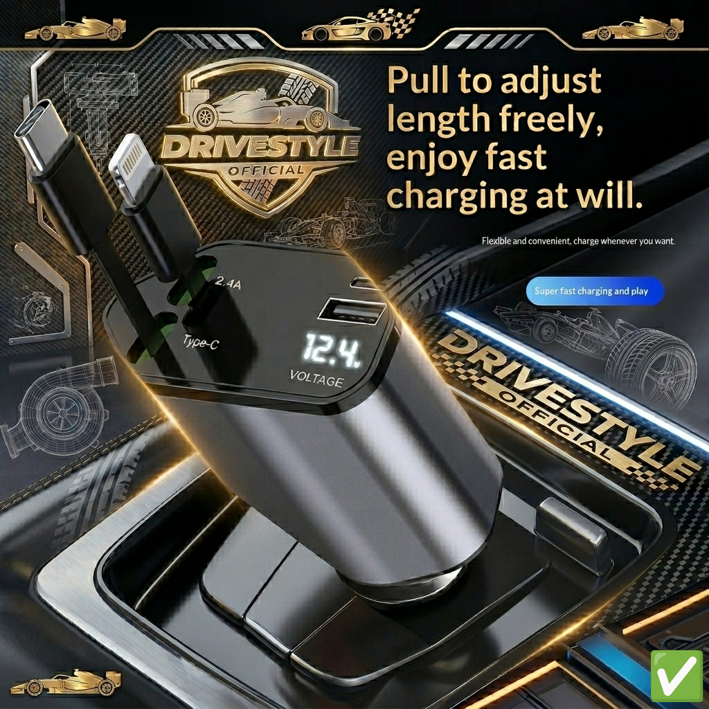 DriveStyle 120W 4-in-1 Retractable Car Charger