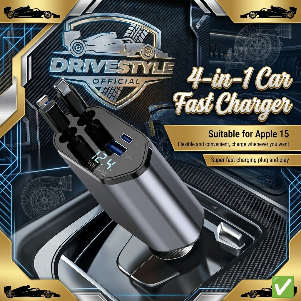 DriveStyle 120W 4-in-1 Retractable Car Charger